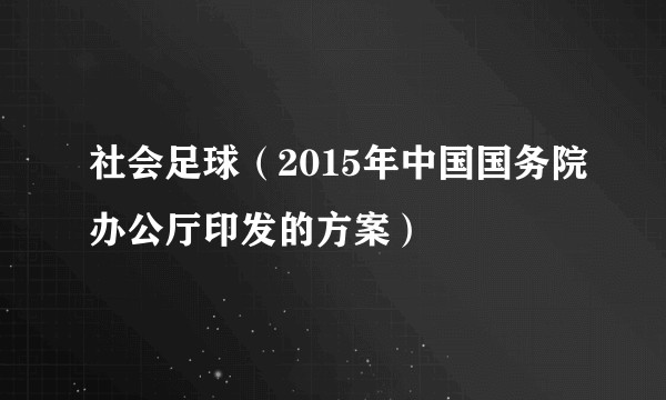 社会足球(2015年中国国务院办公厅印发的方案)