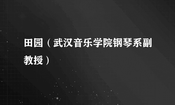 田园(武汉音乐学院钢琴系副教授)