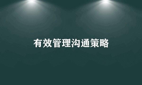 有效管理沟通策略