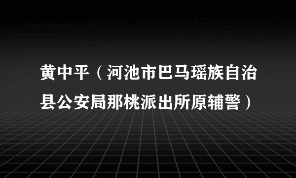 黄中平（河池市巴马瑶族自治县公安局那桃派出所原辅警）