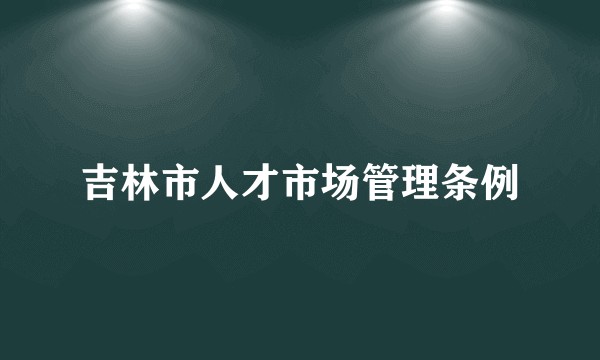 吉林市人才市场管理条例