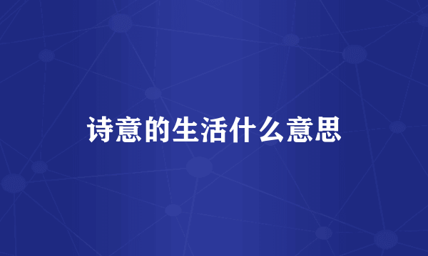 诗意的生活什么意思