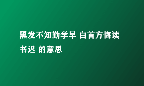 黑发不知勤学早 白首方悔读书迟 的意思