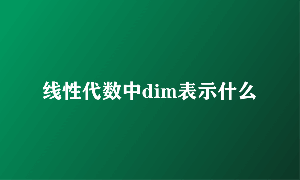 线性代数中dim表示什么