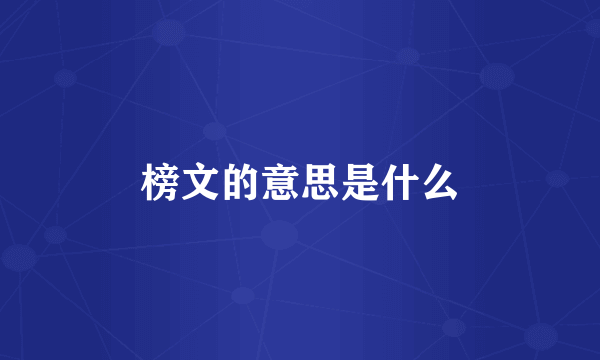 榜文的意思是什么