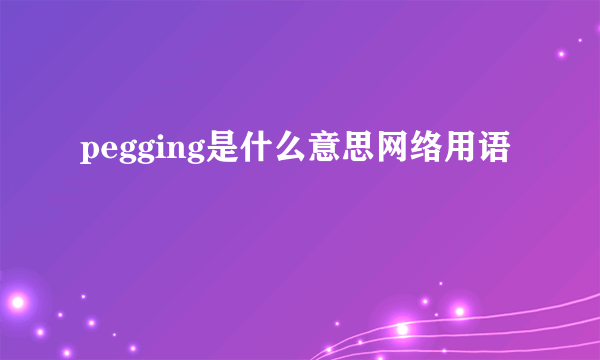 pegging是什么意思网络用语