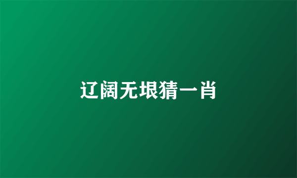 辽阔无垠猜一肖