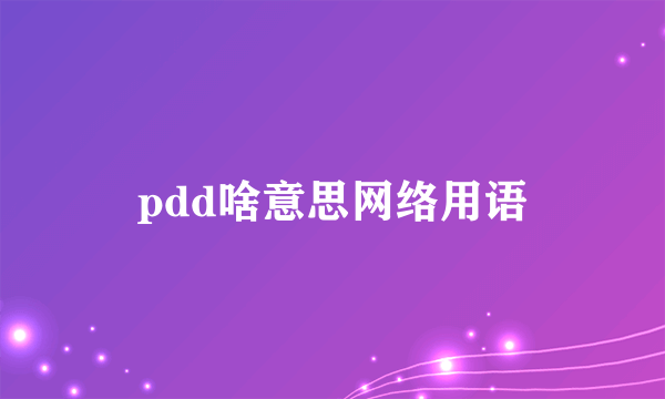 pdd啥意思网络用语