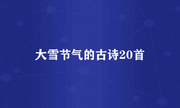 大雪节气的古诗20首