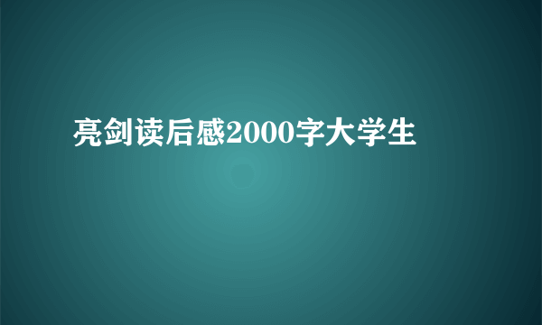 亮剑读后感2000字大学生