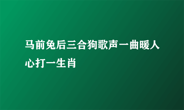 马前兔后三合狗歌声一曲暖人心打一生肖