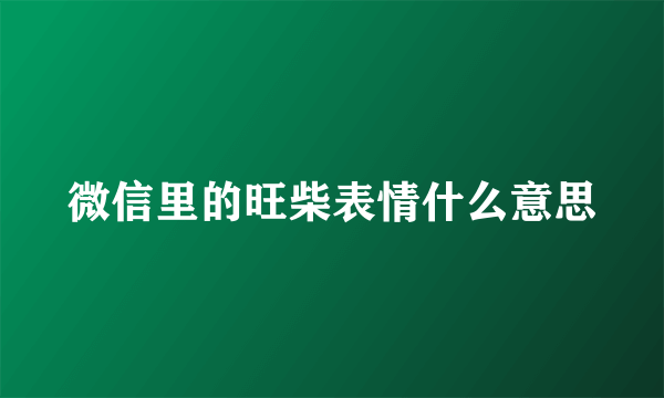 微信里的旺柴表情什么意思