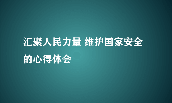 汇聚人民力量 维护国家安全的心得体会