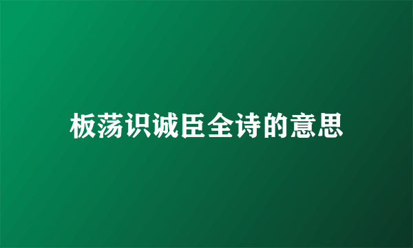 板荡识诚臣全诗的意思