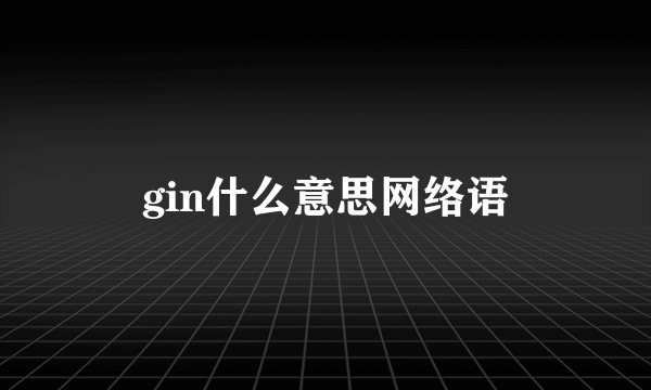 gin什么意思网络语