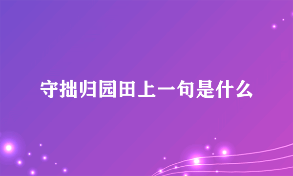 守拙归园田上一句是什么