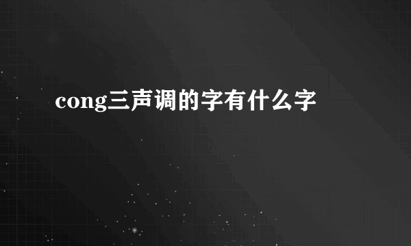 cong三声调的字有什么字