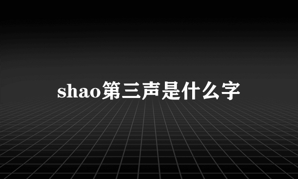 shao第三声是什么字
