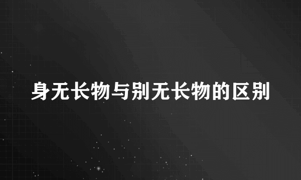 身无长物与别无长物的区别
