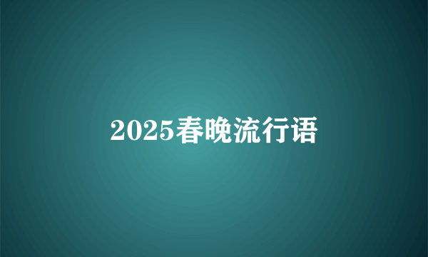 2025春晚流行语