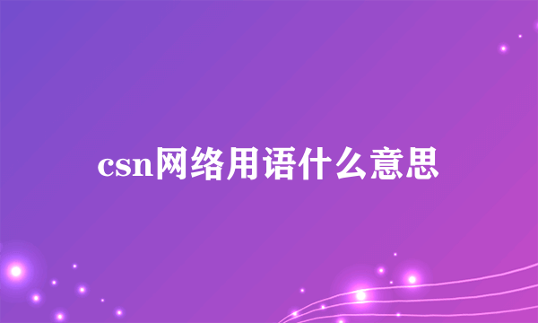 csn网络用语什么意思