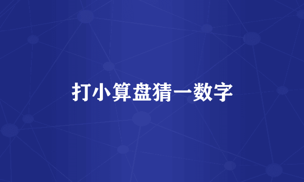 打小算盘猜一数字