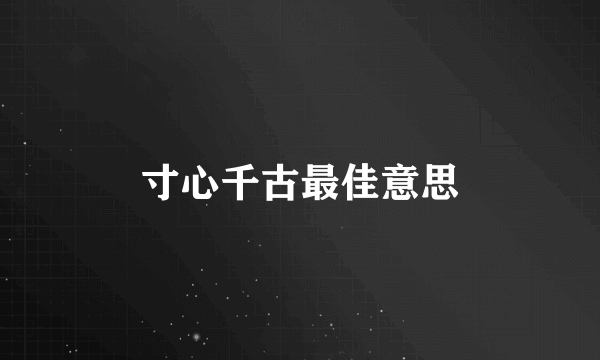 寸心千古最佳意思