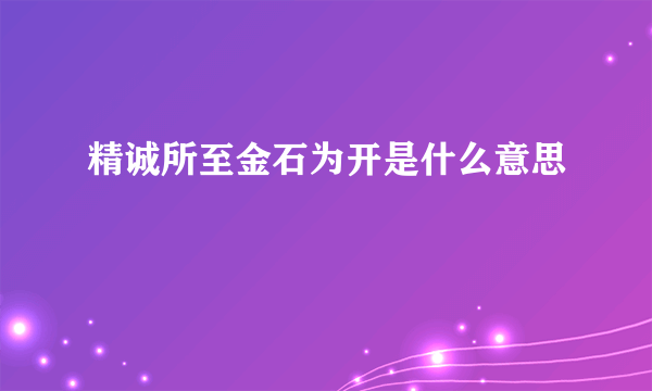 精诚所至金石为开是什么意思