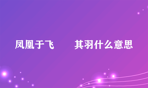凤凰于飞翙翙其羽什么意思