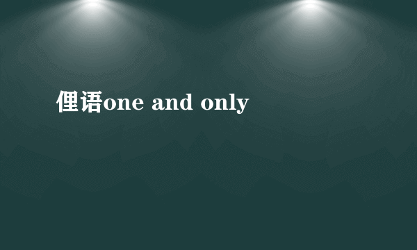 俚语one and only