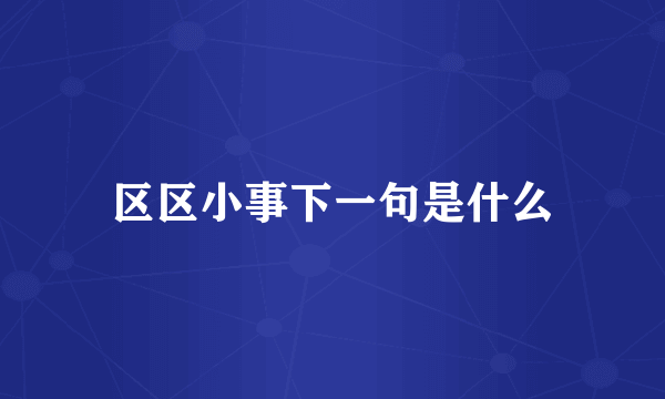 区区小事下一句是什么