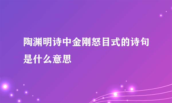 陶渊明诗中金刚怒目式的诗句是什么意思