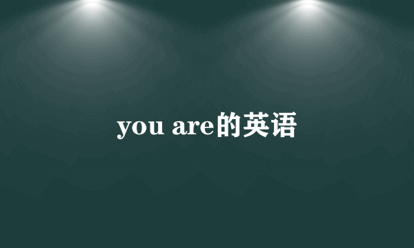 you are的英语