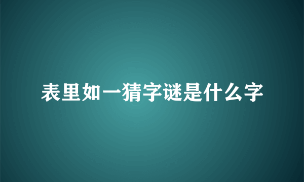 表里如一猜字谜是什么字