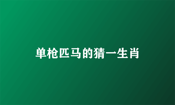 单枪匹马的猜一生肖