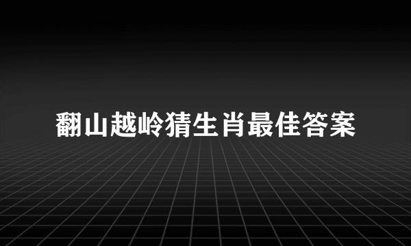翻山越岭猜生肖最佳答案