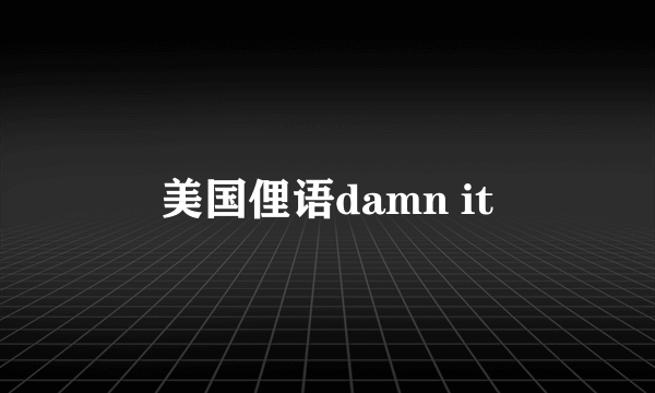 美国俚语damn it