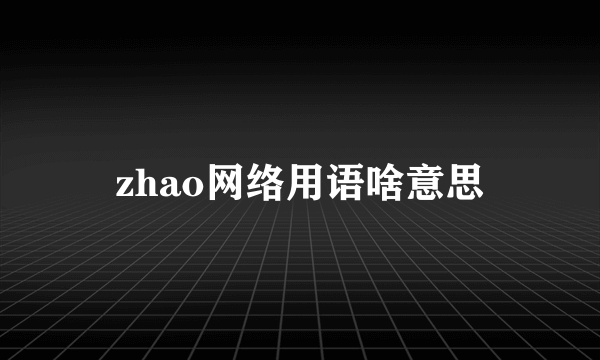 zhao网络用语啥意思