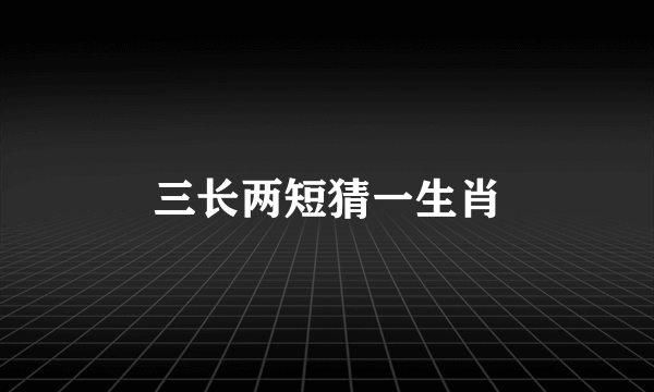 三长两短猜一生肖