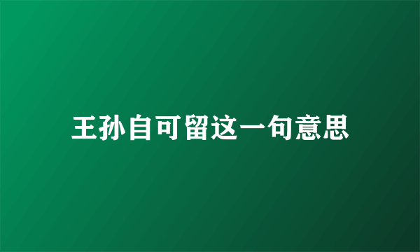 王孙自可留这一句意思