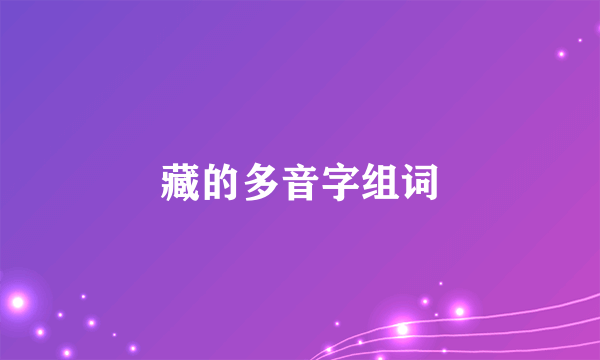 藏的多音字组词