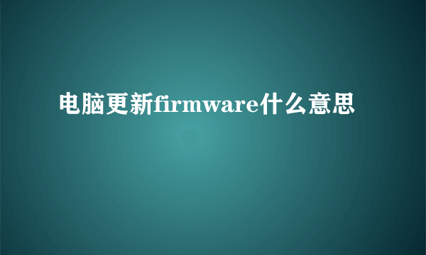 电脑更新firmware什么意思