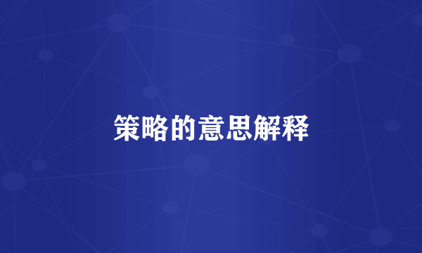 策略的意思解释