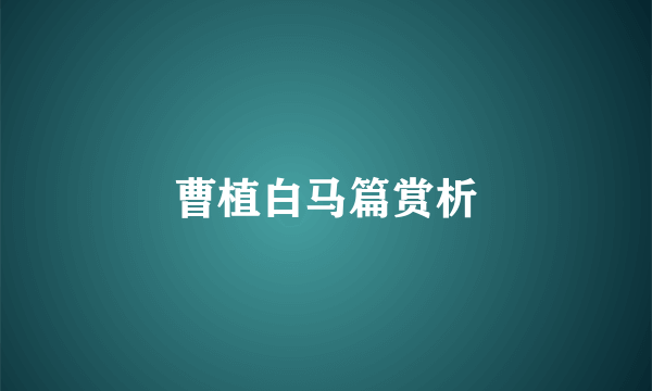 曹植白马篇赏析