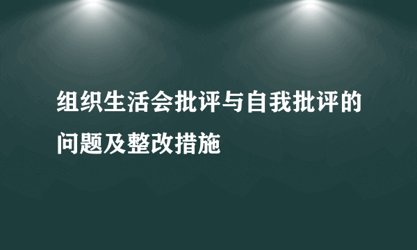 组织生活会批评与自我批评的问题及整改措施