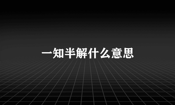 一知半解什么意思