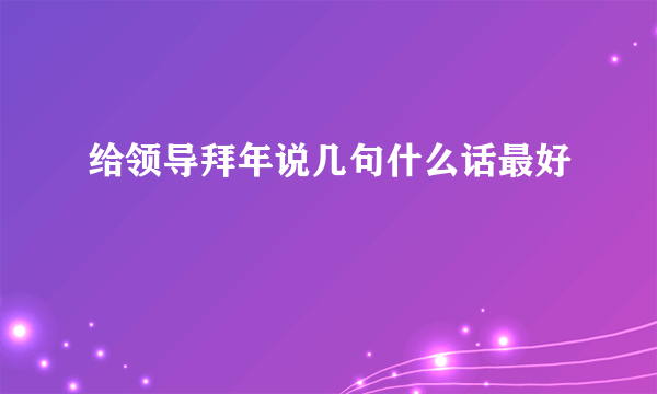给领导拜年说几句什么话最好