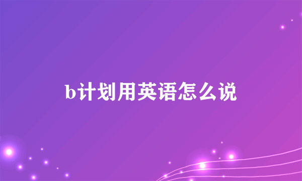 b计划用英语怎么说