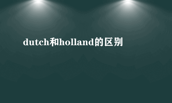 dutch和holland的区别