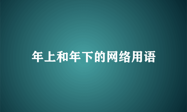 年上和年下的网络用语